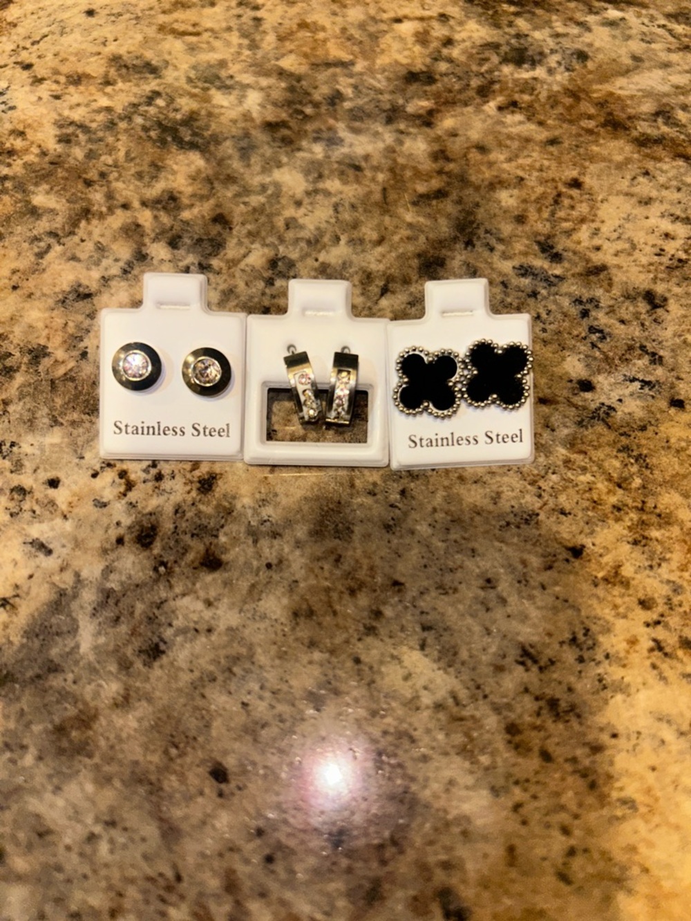 Stainless Steel Black and Silver Women’s Earring Set